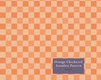 Nahtloses orangefarbenes Schachbrettmuster, einfache Wiederholungsdatei, digitales Schachbrettpapier