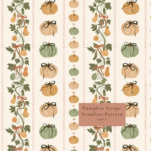 Pumpa sömlöst mönster, akvarell höst digitalt papper, Cottagecore Thanksgiving tygdesign