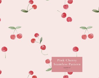 Kirsche Musterdesign, Blush rosa Cottagecore Aquarell Obst, Hand gezeichnet botanisches digitales Papier