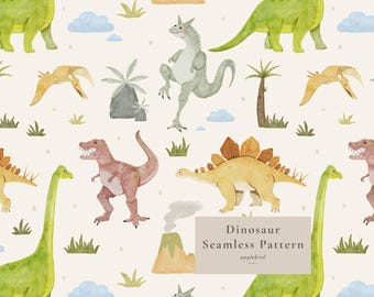 Nahtloses Aquarell-Dinosauriermuster, Dino-Digitalpapier