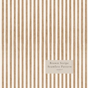 May include: A seamless pattern featuring vertical brown stripes with a textured, hand-painted appearance against a solid off-white background. A rectangular label in the lower right corner displays the text Brown Stripe Seamless Pattern applebird.