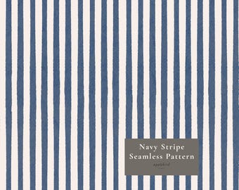 Nahtloses Streifenmuster in Marineblau, handgemaltes Digitalpapier