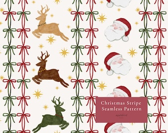 Nahtloses Weihnachtsmannmuster, Rentierstreifen-Digitalpapier