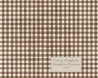 Nahtloses Muster in Kakaobraun-Gingham, neutrales Cottagecore-Karo-Digitalpapier