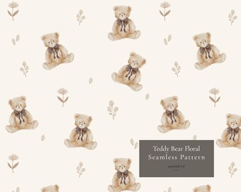 Nahtloses Teddybär-Blumenmuster