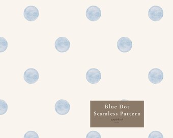 Papel digital con estampado de lunares azules sin costuras, estilo acuarela.