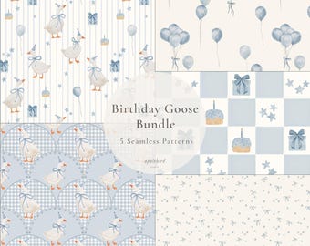 Aquarell Goose Geburtstag Muster Bundle (Digitaler Download)