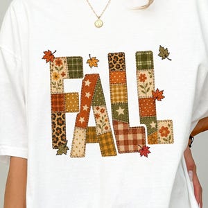 Patchwork Fall Shirt, Cottagecore Autumn TShirt, Vintage Fall Floral Lettering Tee, Rustic Thanksgiving Shirt, Comfort Colors T-Shirt