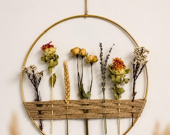 Dried Flower Gold Wreath | Handmade Wreath Decor