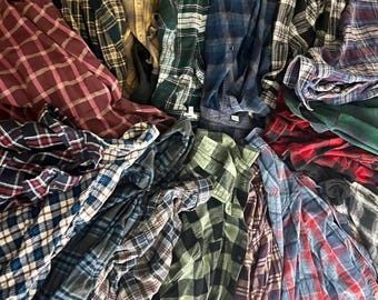 Mystery Vintage 90s Plaid Flannel Shirt, Soft Worn Oversized Layer