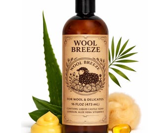 Lavado delicado Wool Breeze para lana, cachemira y seda / Cuidado de la lana con lanolina hecho a mano / 473 ml