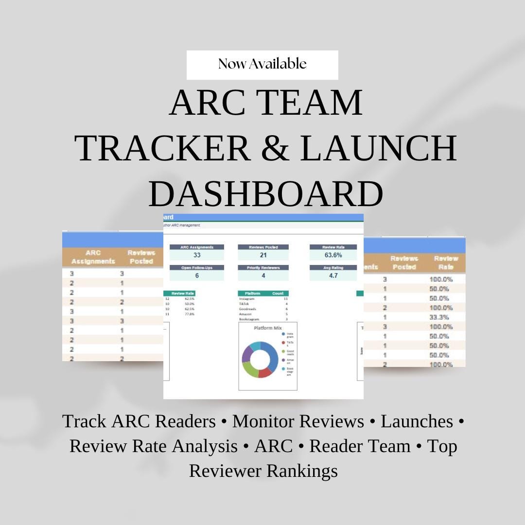 ARC Team Tracker Spreadsheet | Author ARC Reader Manager | Book Launch ...