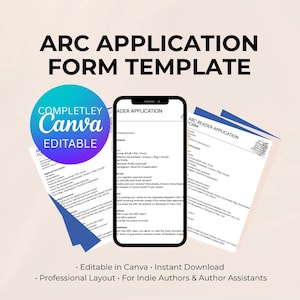 ARC Reader Application Form Template | Editable Canva Form | Author ARC Team Application | Book Launch Tool | Indie Author Marketing