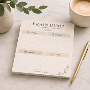 Brain Dump Sticky Notes, ADHD Productivity Notepad, Post It Note Pad, Desk Office Supplies