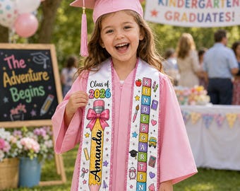 Personalized Kid Graduation Stole, Custom Name Kid Graduation Stole,Grad Gift for Kids, Class of 2026 Kindergarten Stole,Kid Graduation Sash