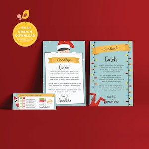 Kit de boleta de calificaciones y llegada de elfos editable y de descarga instantánea. Imprimible y personalizable en casa