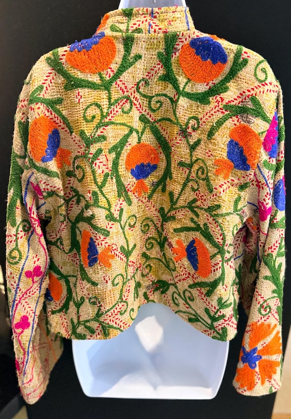 Reversible Kantha Jacket Handmade Embroidered Cro… - image 3