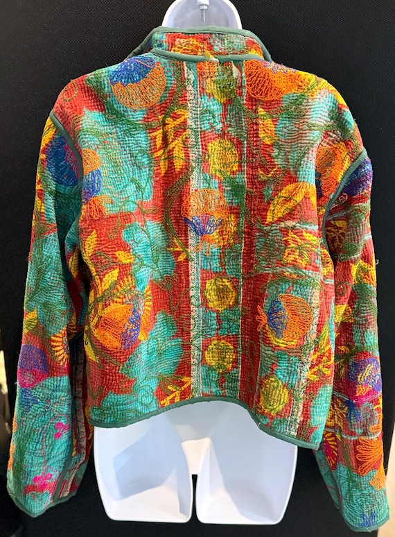 Reversible Kantha Jacket Handmade Embroidered Cro… - image 5
