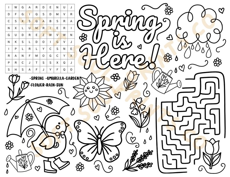 Spring Activity Coloring Page | Easter Fun Worksheet (instant Download ...
