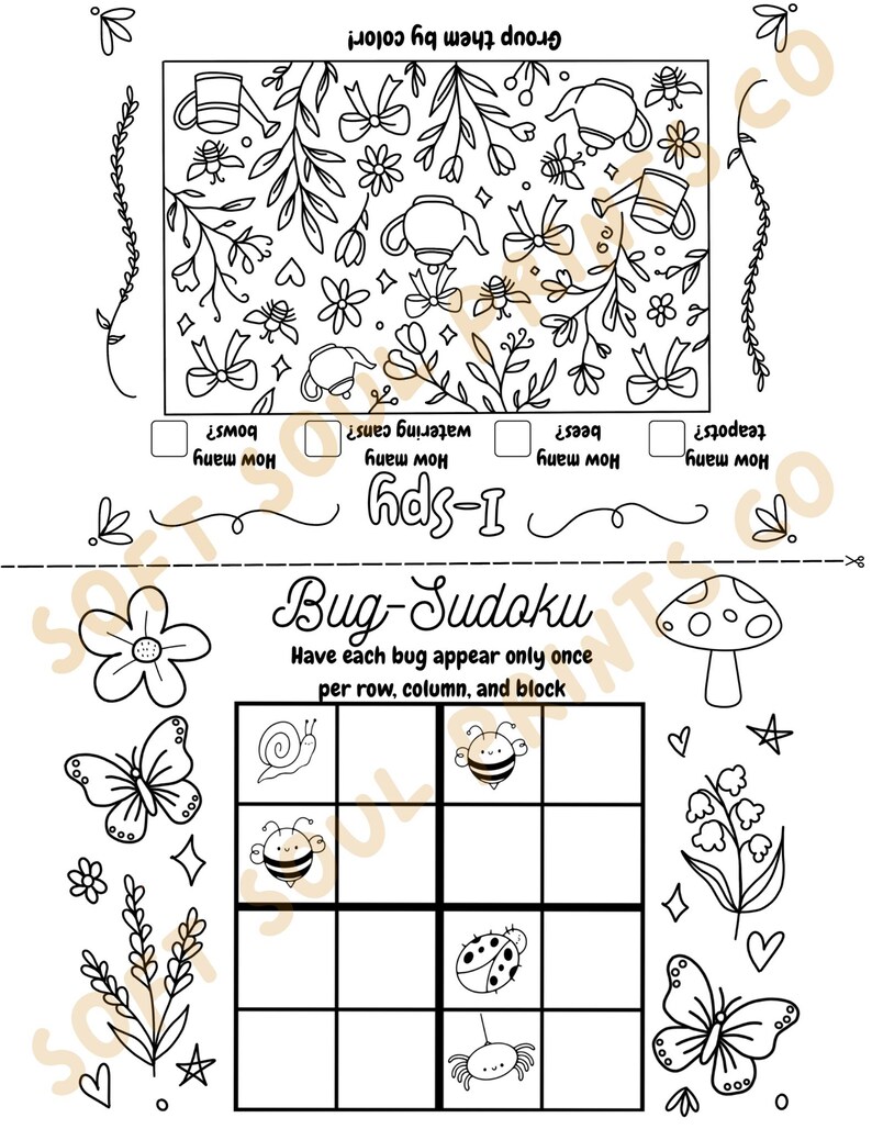 Aesthetic Restaurant Activity Kit For Kids | Travel Diaper Bag Busy Pack | Screen-Free Entertainment | 6 Printable Pages image 3