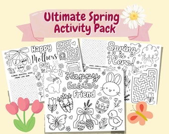 Spring Activity Pack for Kids | Easter, Mother's Day Coloring Pages, Word Search (Digital Download)
