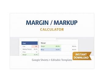 Margin & Markup Calculator | Cost to Price Percentage Tool | Google Sheets