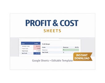 Profit Calculator | Cost & Pricing Margin Spreadsheet | Google Sheets Business Tool