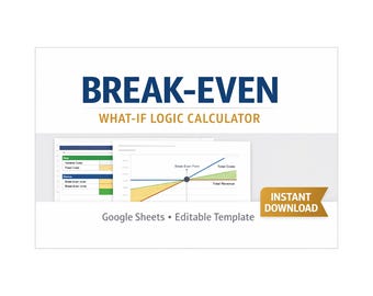 Break Even Calculator | Pricing & Profit Analysis | Google Sheets Business Spreadsheet