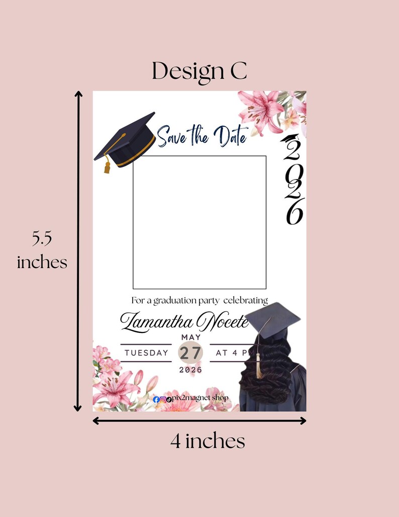 Personalized Graduation Photo Magnet 2026, Custom Class of 2026 Party ...