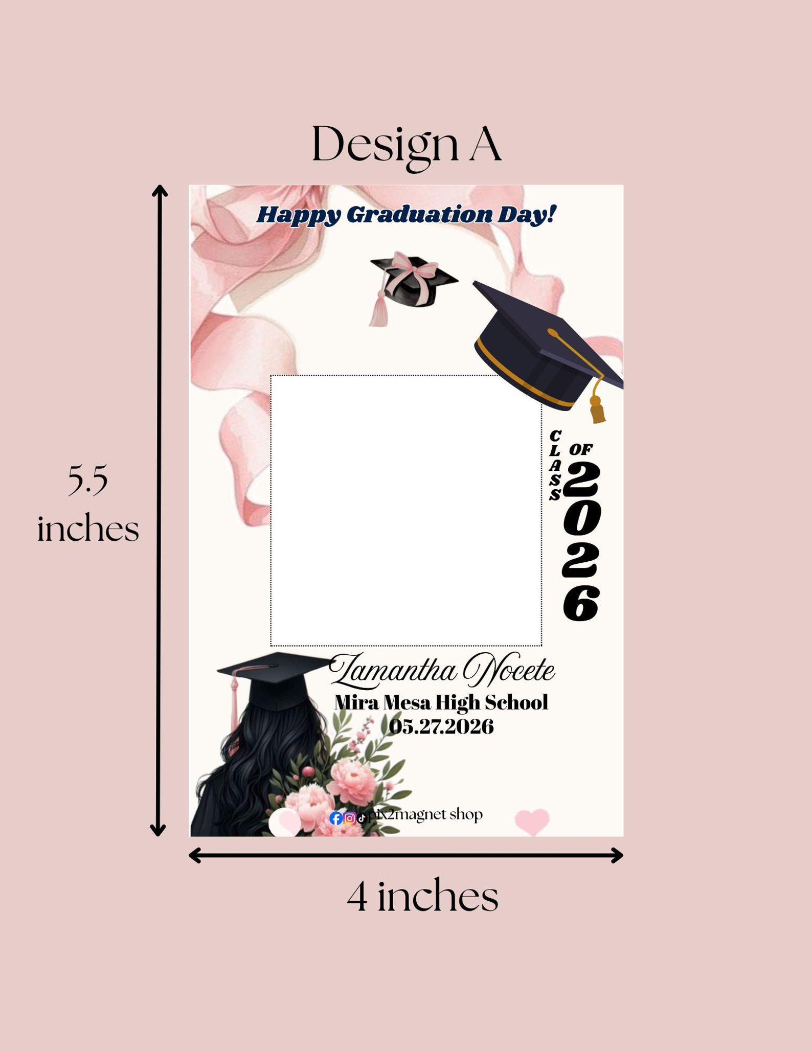 Personalized Graduation Photo Magnet 2026, Custom Class of 2026 Party ...