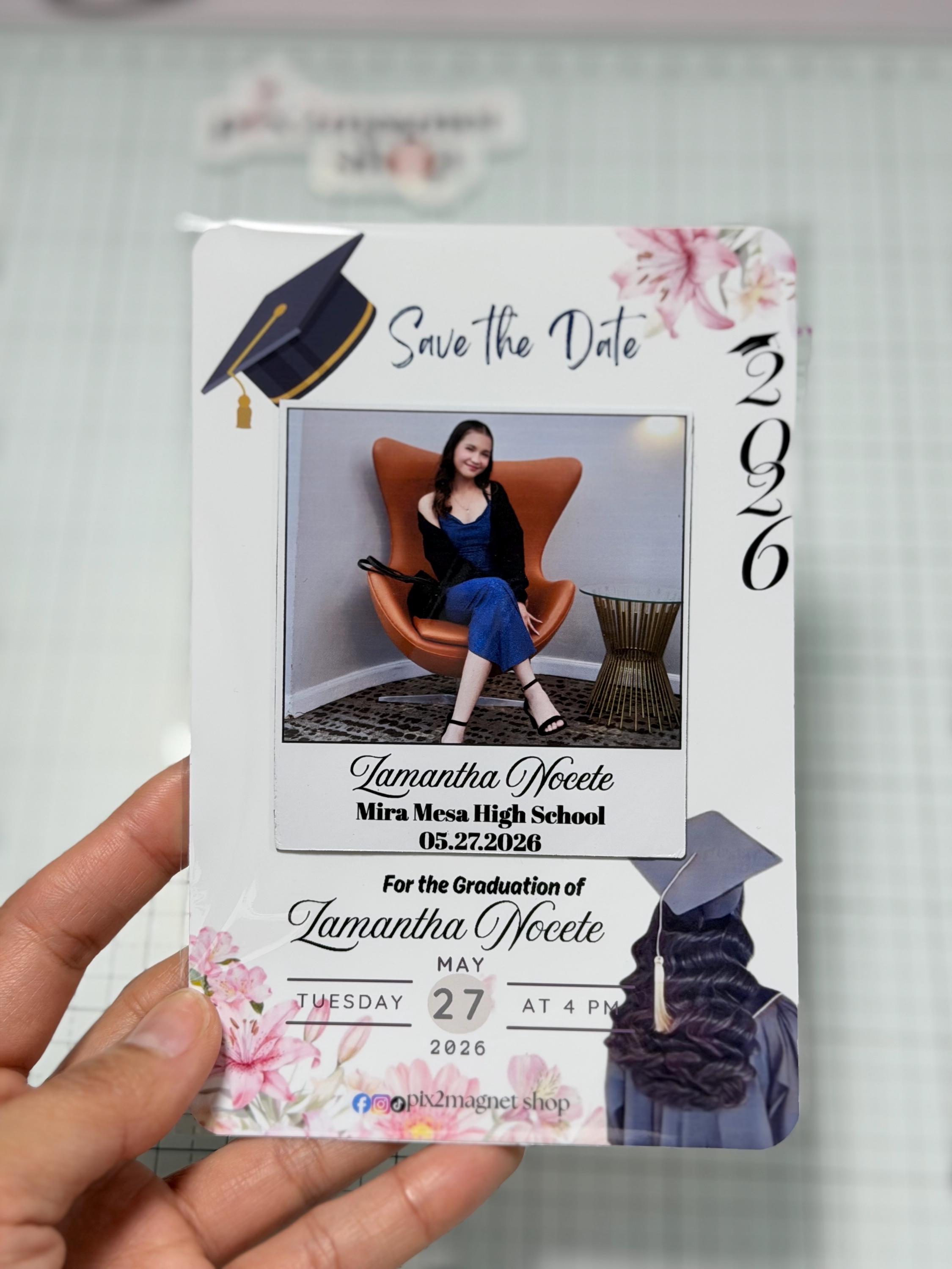 Personalized Graduation Photo Magnet Card, Class of 2026 Save the Date ...