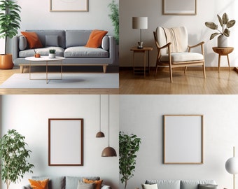 Living Room Poster Mockup Prompt in MidJourney - Create Professional PSD Mockups with Ease!