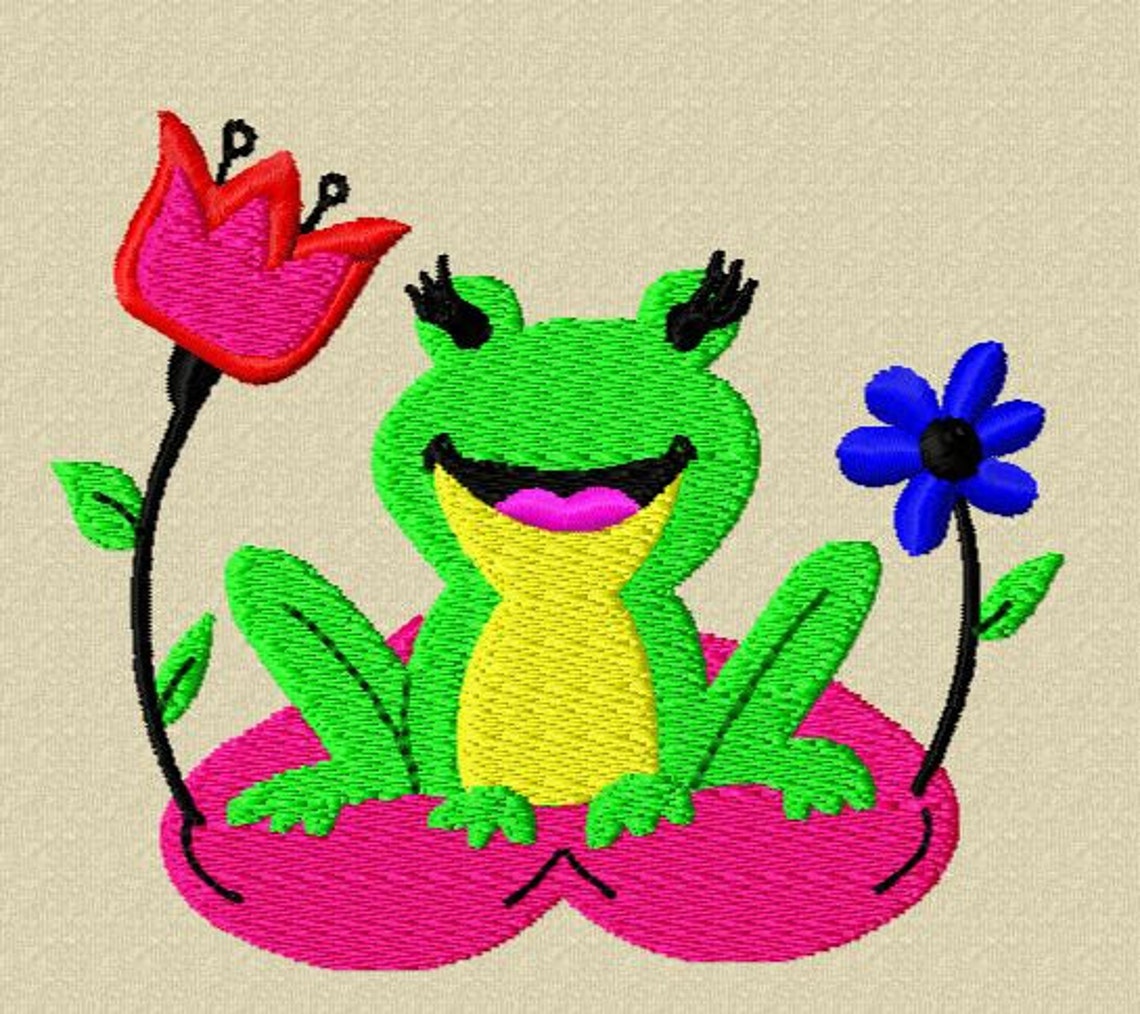 Cute Frog Embroidery Pattern Etsy