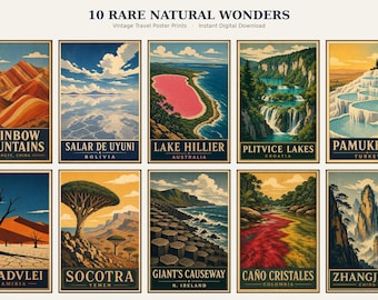 Nature and Sea Creatures Gallery Wall Art Prints | Vintage Travel Posters (Digital Download)