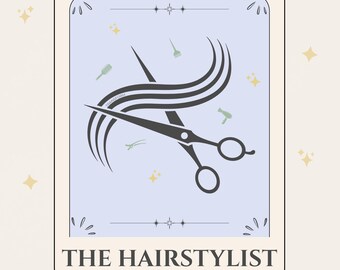 Friseur Tarot Kartenaufkleber | Friseur Geschenk | Salonästhetik | Kosmetikerin Sticker | Süßer Schönheit Laptop Wasserflasche Aufkleber