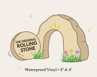 Adesivo divertente per la Pasqua cristiana / The Original Rolling Stone / Adesivo per la Pasqua della tomba vuota / Regalo di Pasqua della fede / Simpatico adesivo in vinile religioso
