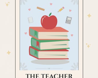 Lehrer Tarot Kartenaufkleber | Lehrer Geschenk | Niedliche Klassenzimmer Ästhetik | Lehrerin Leben Sticker | Zurück zu Schule Laptop Wasserflasche Aufkleber