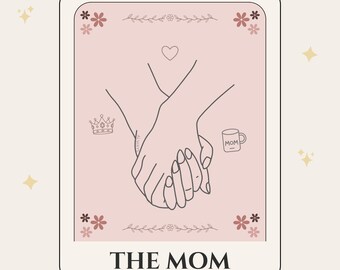 Der Mom Tarot Kartenaufkleber | Niedliches Muttertagsgeschenk für Mama | Ästhetischer Vinyl-Aufkleber | Wasserdichter Laptop- und Wasserflasche-Aufkleber