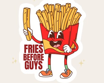 Fries vor Jungs Aufkleber | Lustiger Sticker | Freches Bester Freund Geschenk | Süßer Laptop Wasserflasche Aufkleber | Lebensmittel Humor Aufkleber