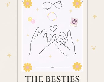 Besties Tarot Kartenaufkleber | Freundschafts-Sticker | BFF Geschenk | Netter bester Freund Ästhetik | Zugehörige Laptop Wasserflasche Aufkleber