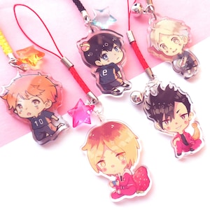 Hinata, Kagayama, Kenma, Kuroo, Sugawara HQ!! acrylic charms