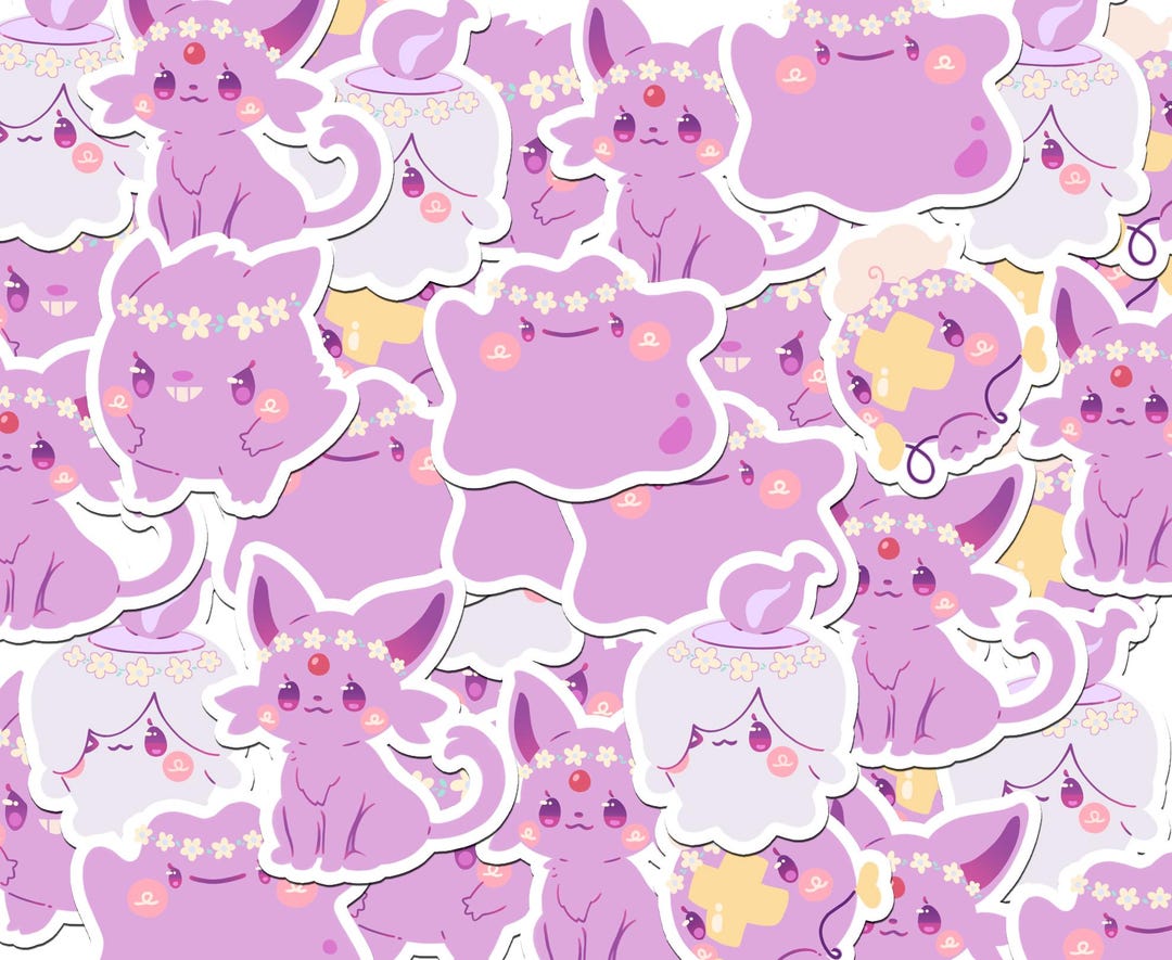 Gengar, Ditto, Drifloon, Litwick, Espeon Pokéflory Lilac - Holographic ...