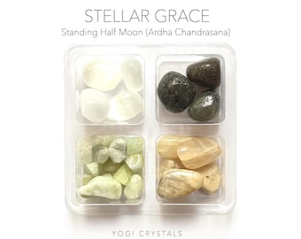STELLAR GRACE - Standing Half Moon (Ardha Chandrasana)- Yoga Crystals Crystal Set- Crystals for Yoga lovers gift set