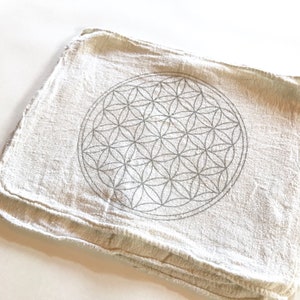 FLOWER OF LIFE crystal grid cloth grey image 3