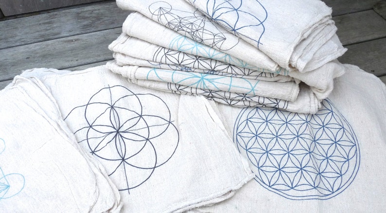 CRYSTAL GRID CLOTHS set of 3 100% cotton, all natural, sacred geometry, grid templates image 2