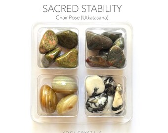 SACRED STABILITY -Chair Pose (Utkatasana)  - Yoga Crystal Set- Crystals for Yoga lovers gift set