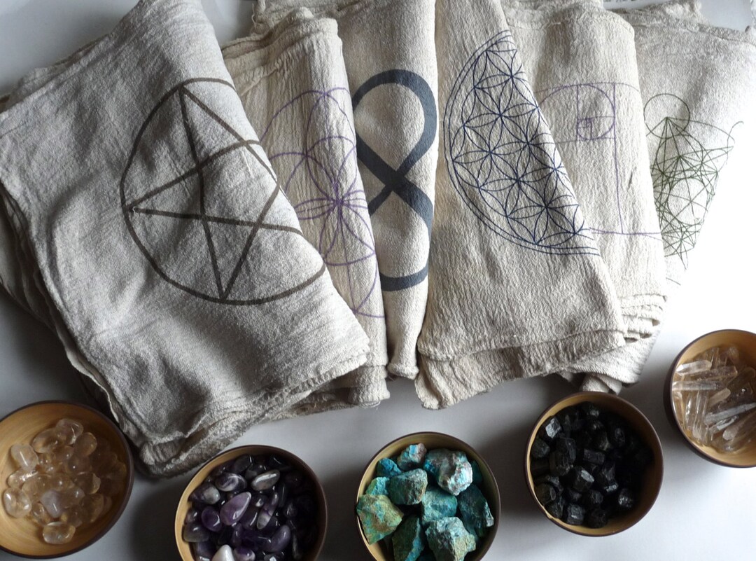 CRYSTAL GRID CLOTHS --- Set of 3 -- Choose Any 3 Designs--- 100% Cotton ...