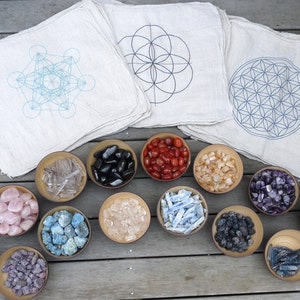 CRYSTAL GRID CLOTHS set of 3 100% cotton, all natural, sacred geometry, grid templates image 1