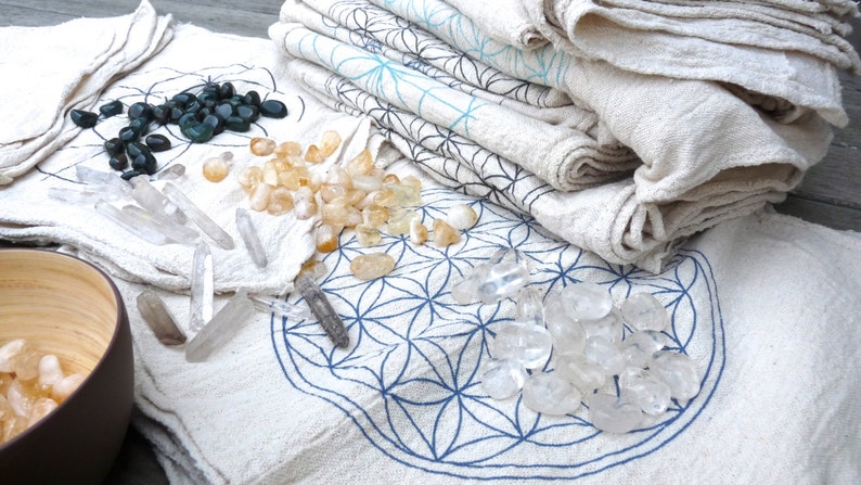 CRYSTAL GRID CLOTHS set of 3 100% cotton, all natural, sacred geometry, grid templates image 3