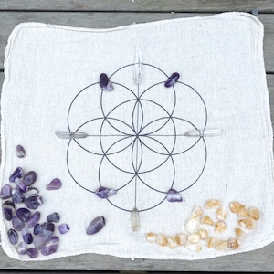 CRYSTAL GRID CLOTHS set of 3 100% cotton, all natural, sacred geometry, grid templates image 4